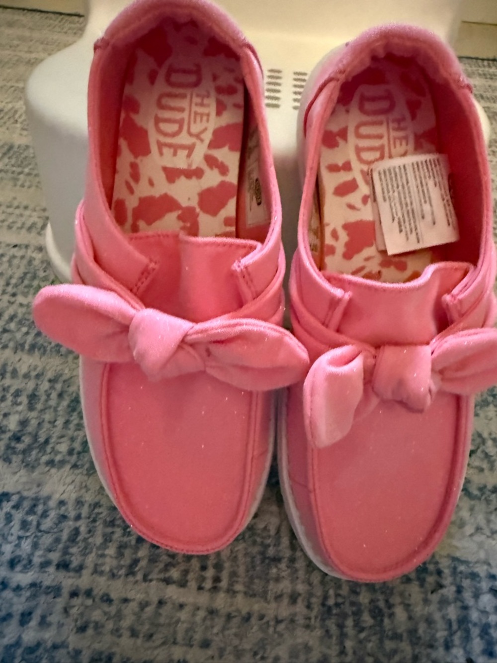 Hey Dude Girls' Pink Slip-On Bow Sneakers